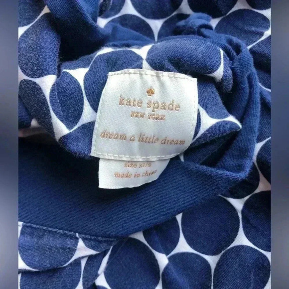 Kate Spade Women’s XS/S Cotton-Blend Navy Blue Polka Dot Robe - Picture 8 of 10